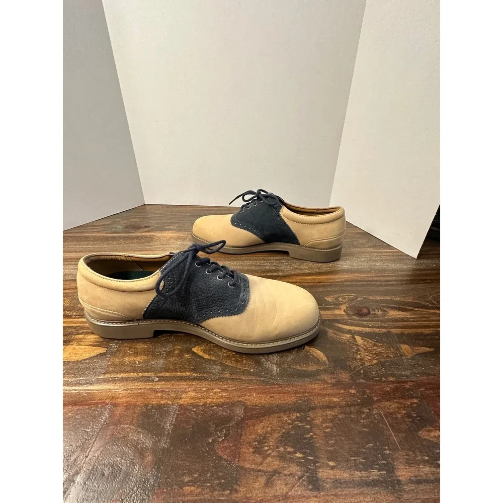 Rockport Mens Saddle‎ Shoes Leather Lace Up Oxfords Beige Blue 8.5 W